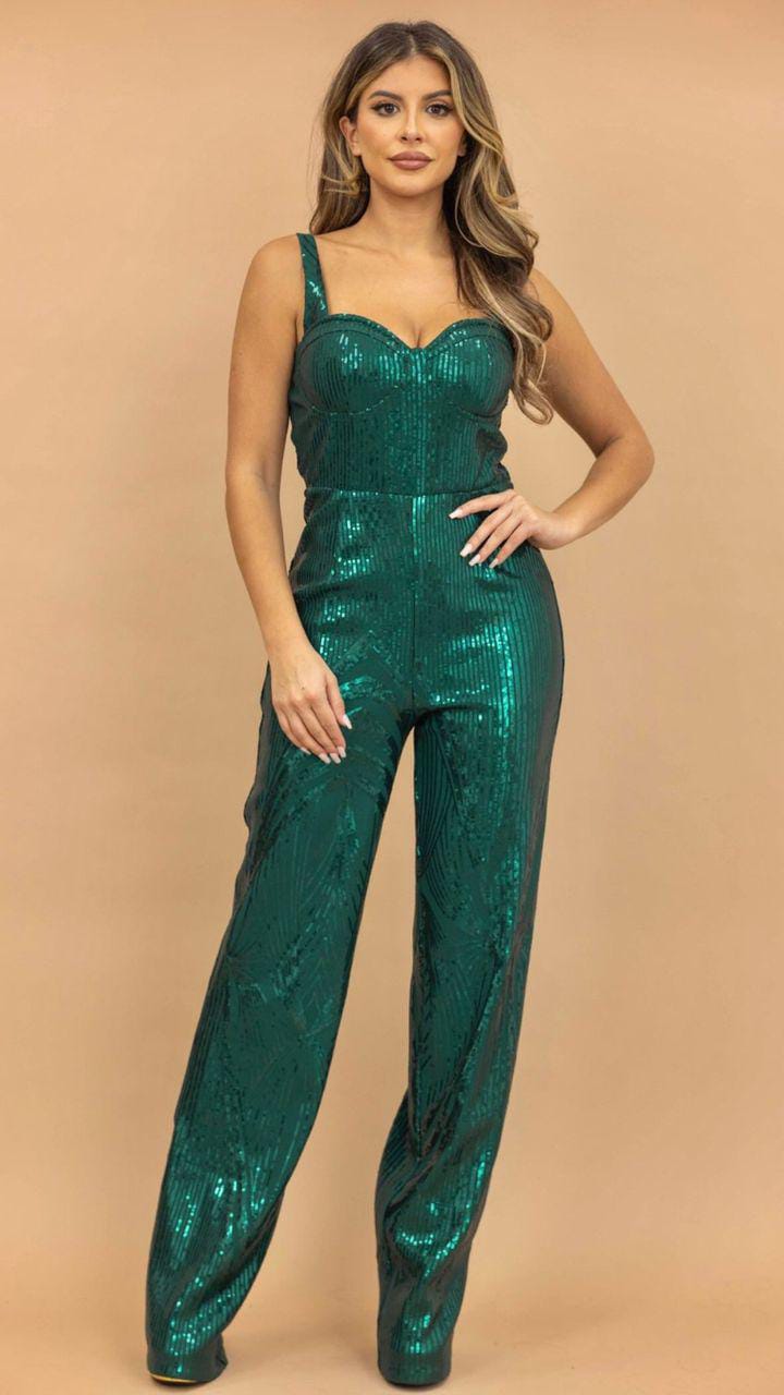 JUMPSUIT VERDE LENTEJUELAS