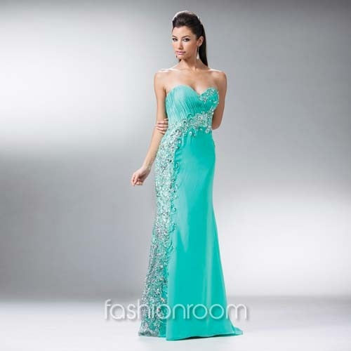 VESTIDO LARGO STRAPLESS BRILLO