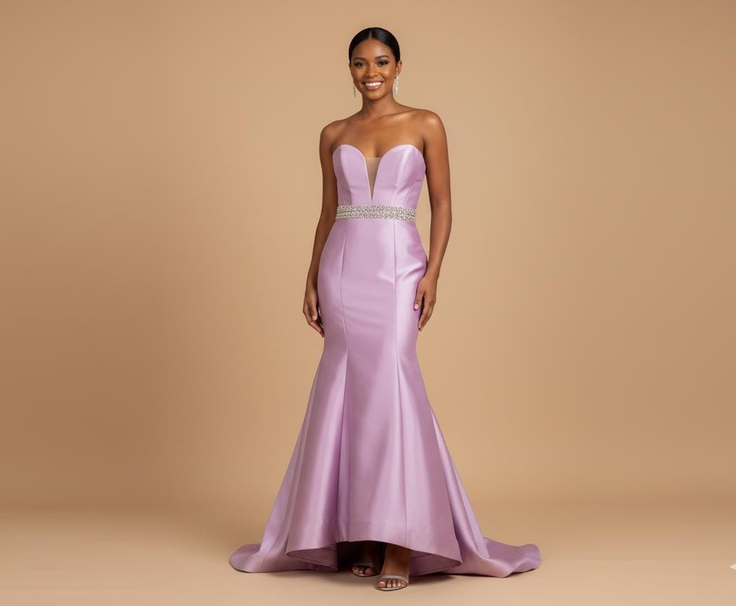 VESTIDO LARGO LILA STRAPLESS