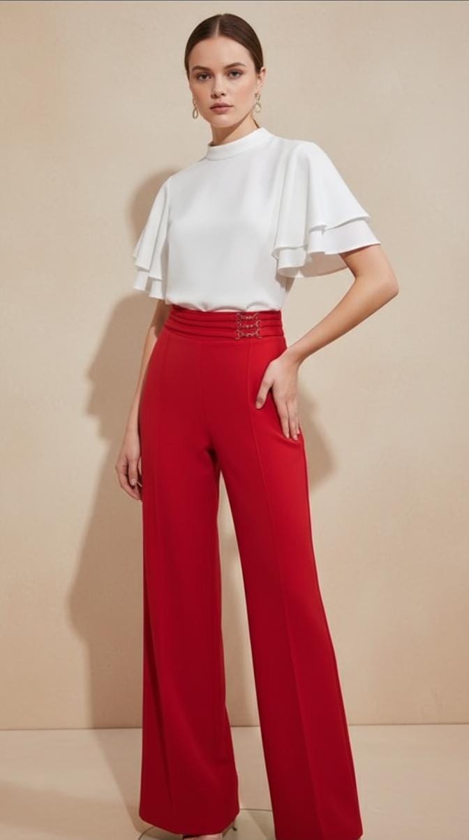 PANTALON ROJO CORTE ALTO
