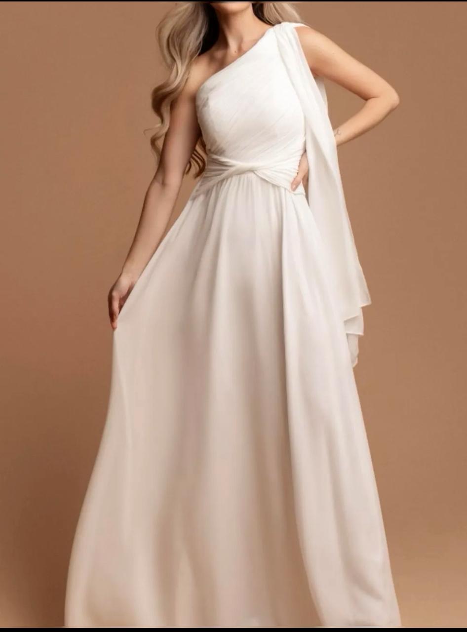 VESTIDO LARGO OFFSHOULDER DETALLE CAÍDA DE HOMBRO