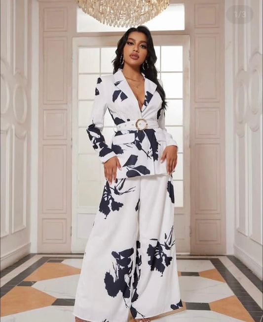 SET DE SACO Y PANTALON BLANCO CON NEGRO