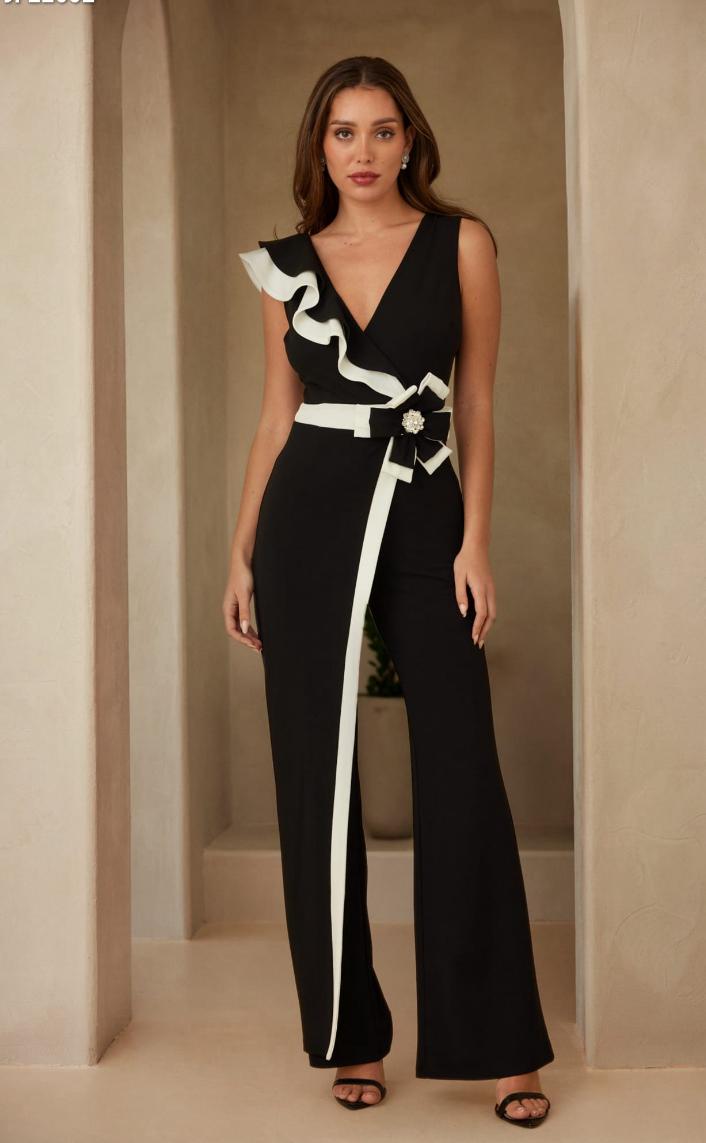 JUMPSUIT BLANCO CON NEGRO CRUZADO