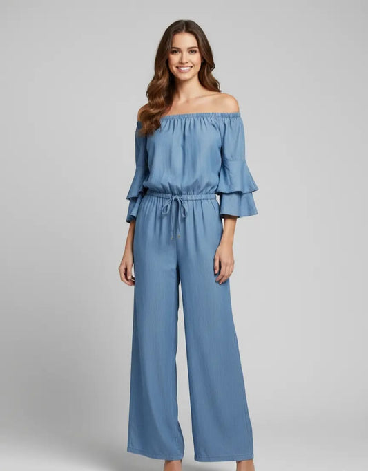 JUMPSUIT TENCEL OFFSHOULDER