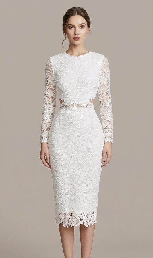 VESTIDO MIDI DE ENCAJE CON ABERTURAS