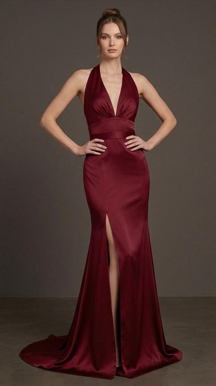 VESTIDO GALA SIRENA HALTER