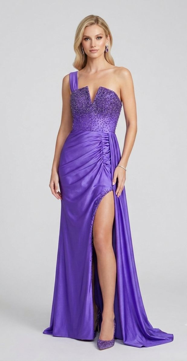 VESTIDO VIOLET SILK CON ABERTURA