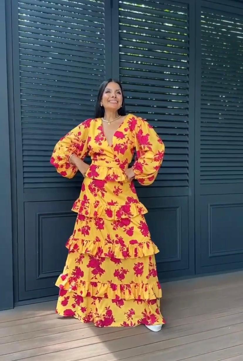 VESTIDO ESTAMPADO FLORAL AMARILLO