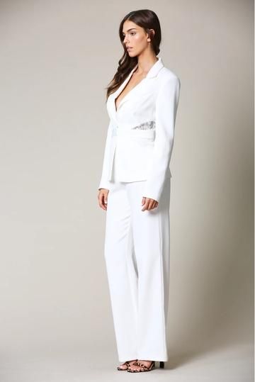 SET DE SACO MANGAS LARGAS A JUEGO CON PANTALON CORTE RECTO