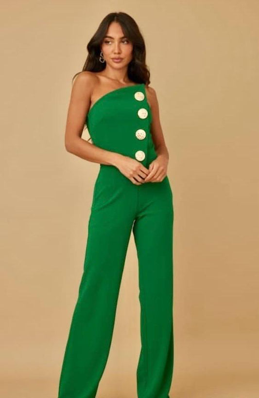 JUMPSUIT VERDE ESMERALDA BOTONES DORADO