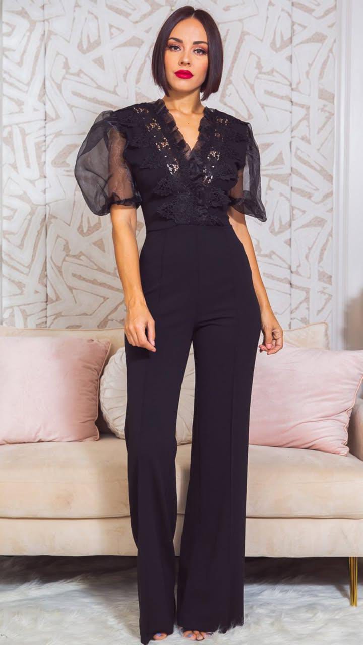JUMPSUIT NEGRO MANGAS DE TUL