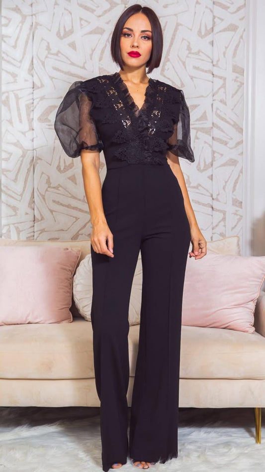 JUMPSUIT NEGRO MANGAS DE TUL