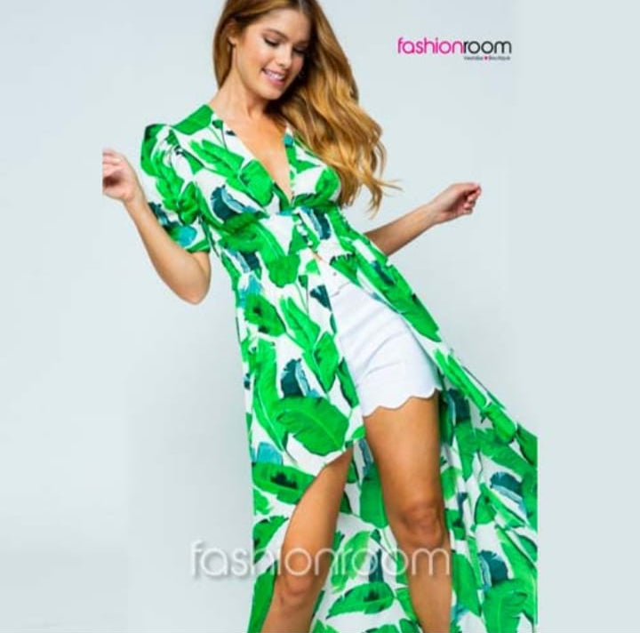 TOP HIGH-LOW DE HOJAS