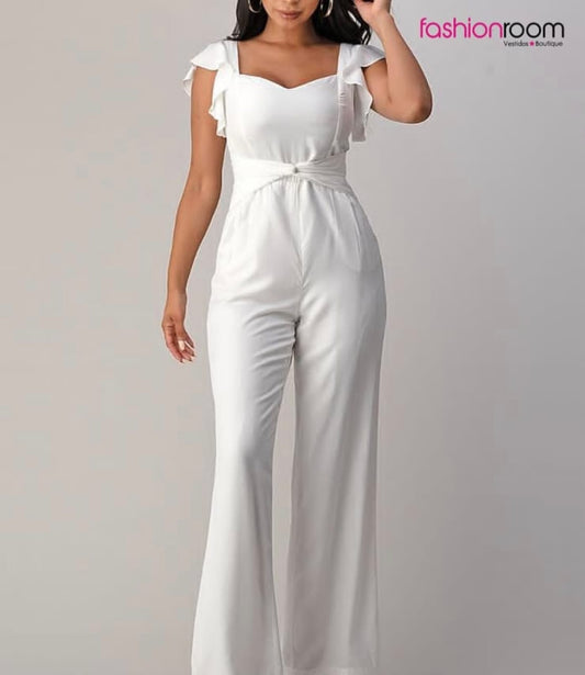 JUMPSUIT BLANCO CRUZADO EN LA CINTURA