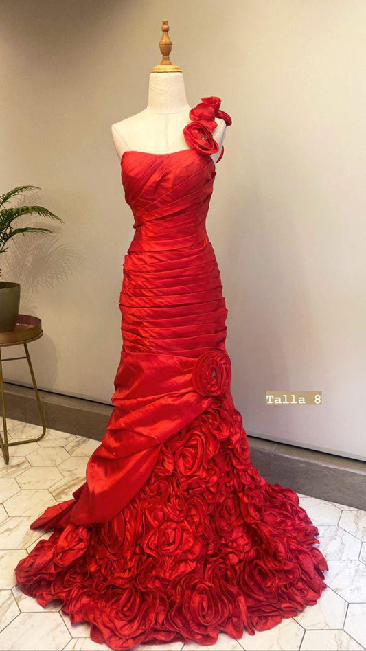 VESTIDO LARGO ONESHOULDER ROJO