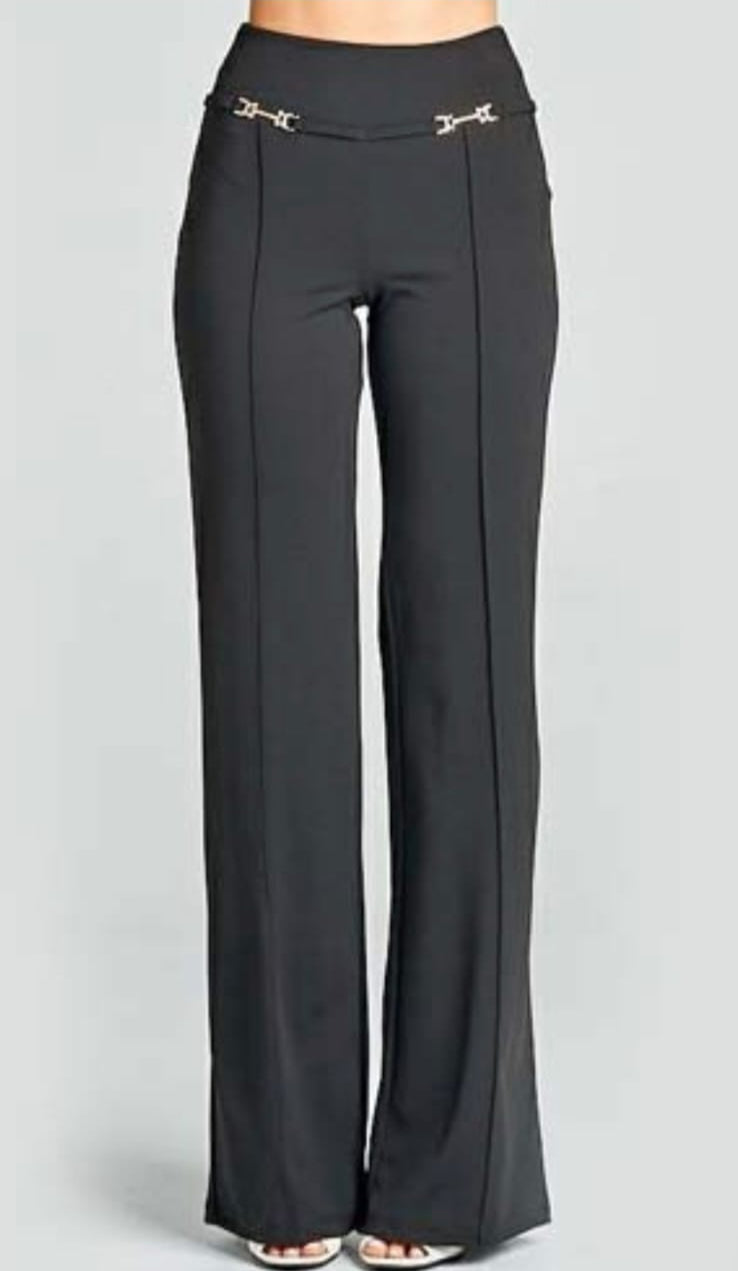 PANTALON ALTO NEGRO CON HEBILLA