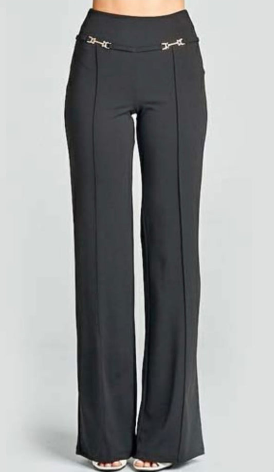 PANTALON ALTO NEGRO CON HEBILLA