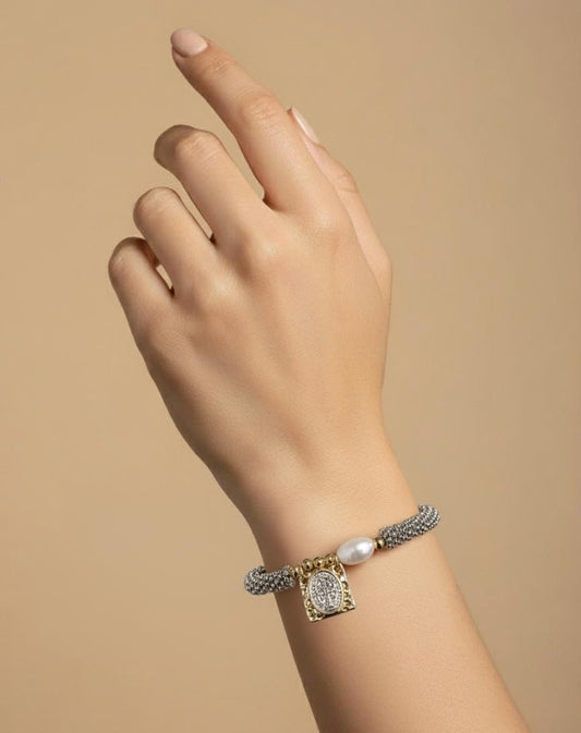 PULSERA PLATEADA DIJE SAN BENITO