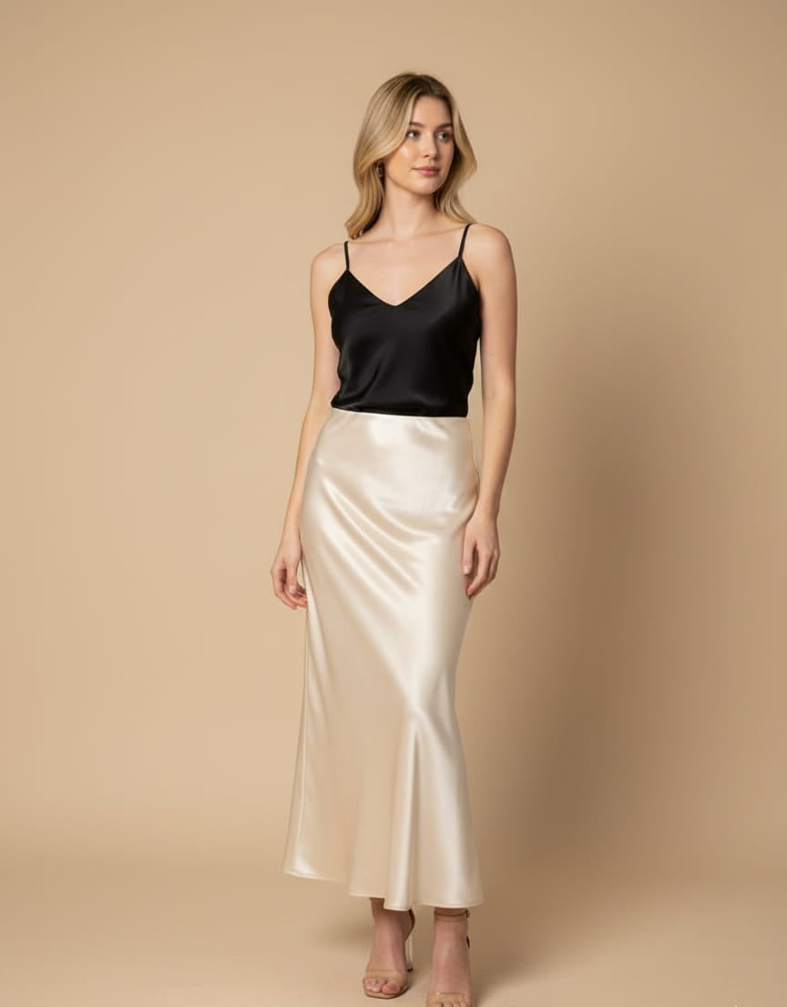 FALDA SATIN BEIGE
