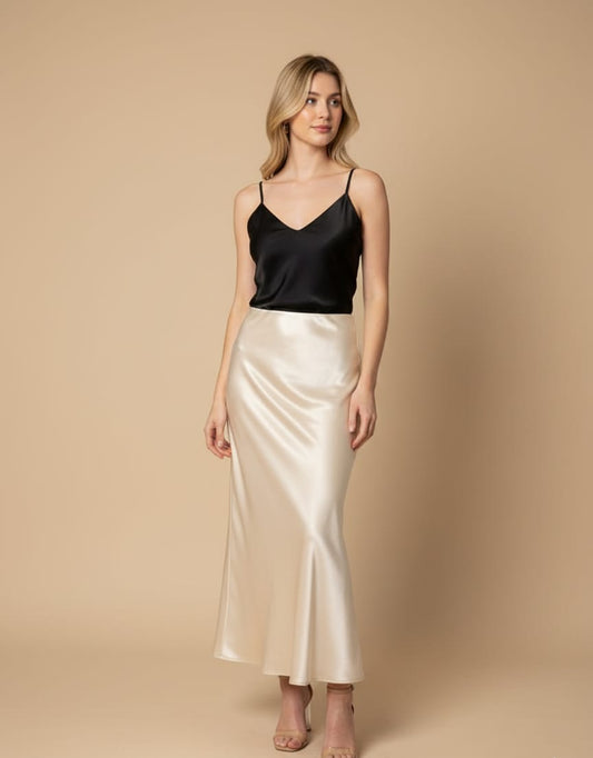 FALDA SATIN BEIGE