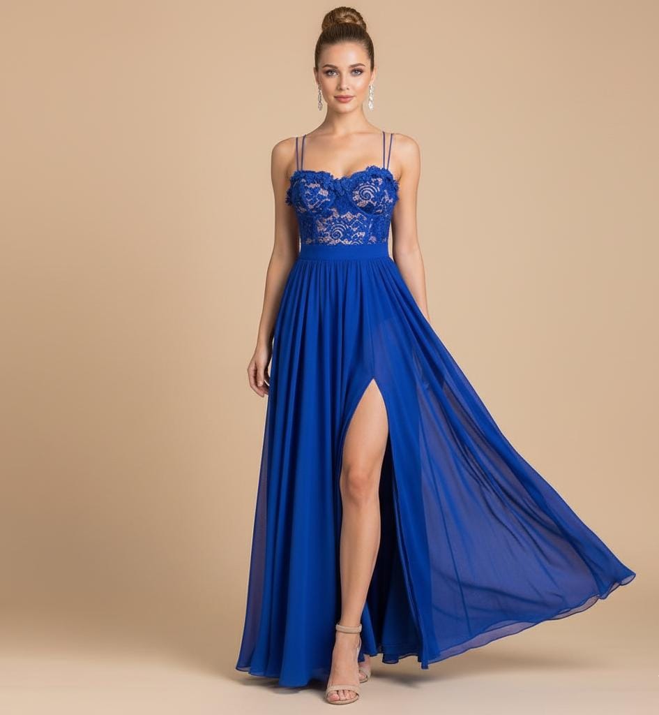 TRAJE CORSETE AZUL ROYAL MAXI