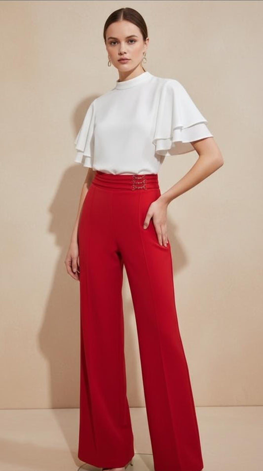 PANTALON ROJO CORTE ALTO