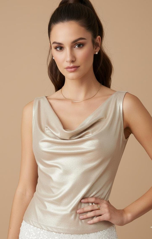 BLUSA SIN MANGA CUELLO CAÍDO