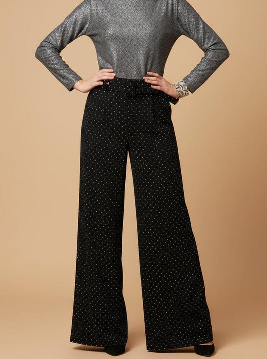 PANTALON LARGO NEGRO DE BRILLOS
