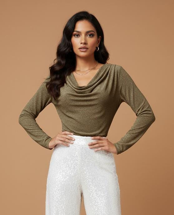 BLUSA MANGA LARGA CUELLO CAÍDO