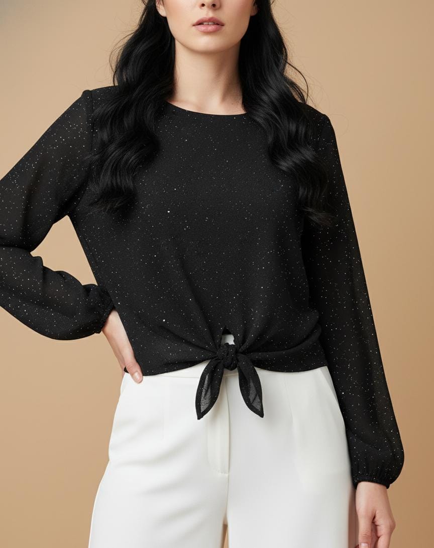 BLUSA MANGA LARGA DE BRILLO