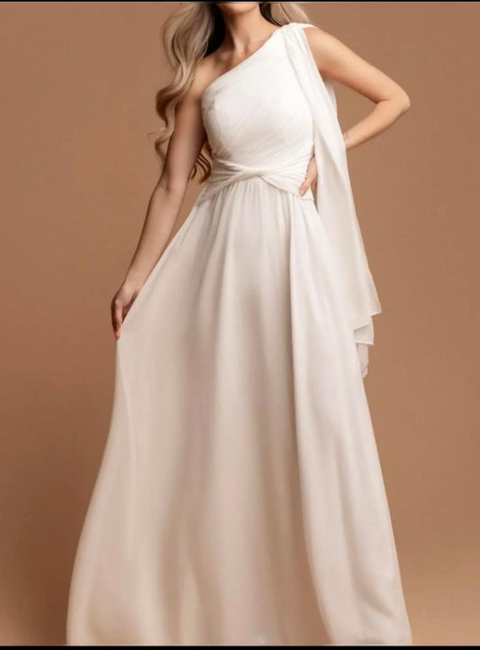 VESTIDO LARGO OFFSHOULDER DETALLE CAÍDA DE HOMBRO