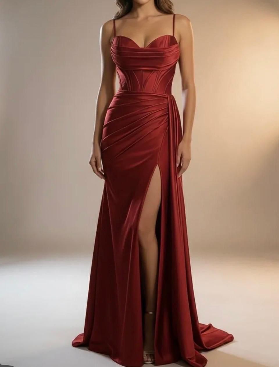 VESTIDO DE GALA ROJO SATÍN SIRENA
