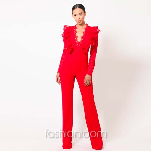 Enterizo Crochet Sleeve Rojo Fashion Room Panama